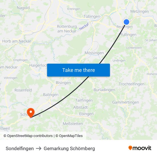 Sondelfingen to Gemarkung Schömberg map