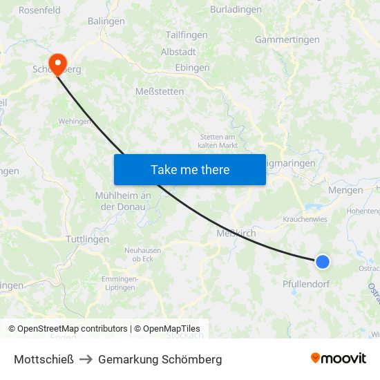 Mottschieß to Gemarkung Schömberg map