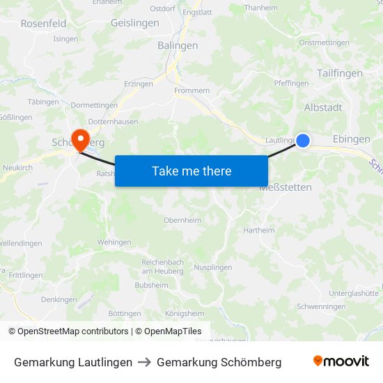 Gemarkung Lautlingen to Gemarkung Schömberg map