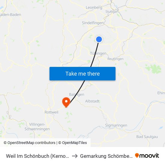 Weil Im Schönbuch (Kernort) to Gemarkung Schömberg map