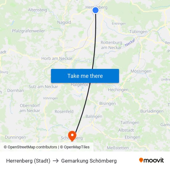 Herrenberg (Stadt) to Gemarkung Schömberg map