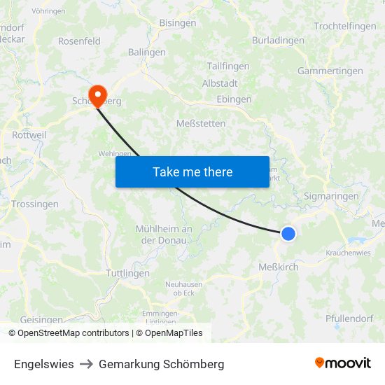 Engelswies to Gemarkung Schömberg map