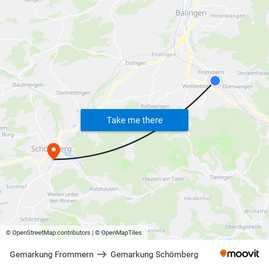 Gemarkung Frommern to Gemarkung Schömberg map
