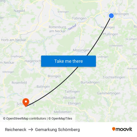 Reicheneck to Gemarkung Schömberg map