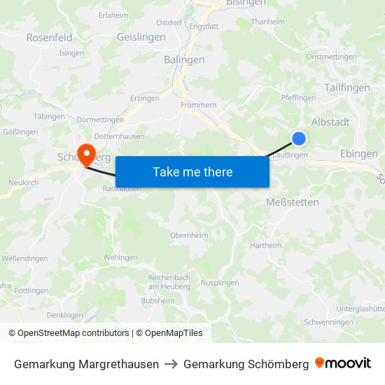 Gemarkung Margrethausen to Gemarkung Schömberg map