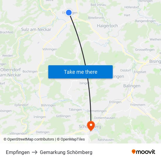 Empfingen to Gemarkung Schömberg map