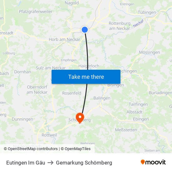 Eutingen Im Gäu to Gemarkung Schömberg map