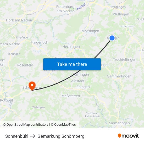 Sonnenbühl to Gemarkung Schömberg map