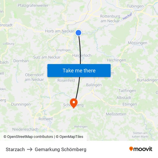 Starzach to Gemarkung Schömberg map