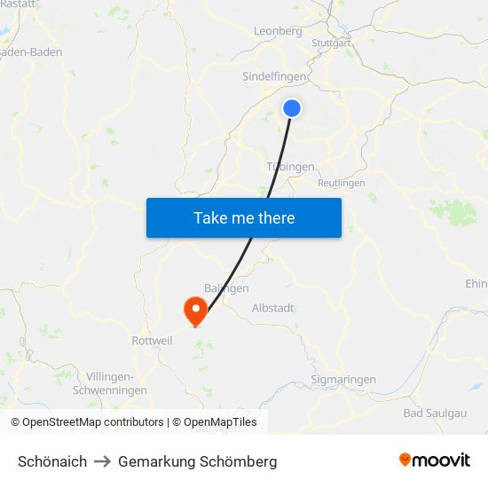 Schönaich to Gemarkung Schömberg map