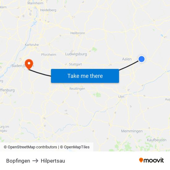 Bopfingen to Hilpertsau map