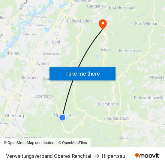 Verwaltungsverband Oberes Renchtal to Hilpertsau map