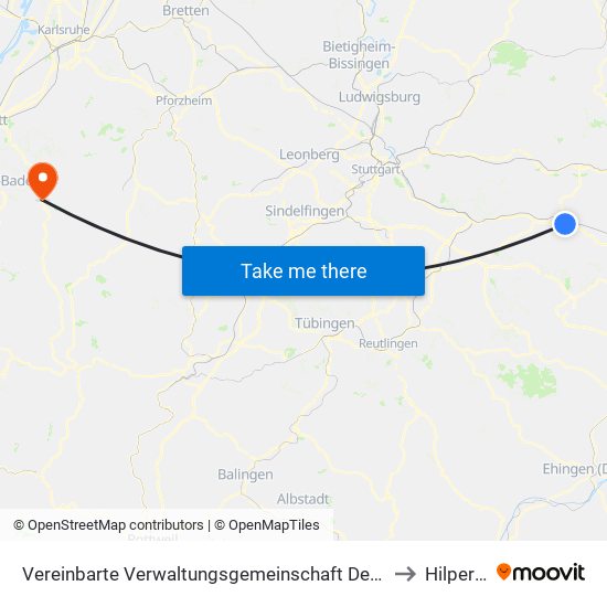 Vereinbarte Verwaltungsgemeinschaft Der Stadt Göppingen to Hilpertsau map