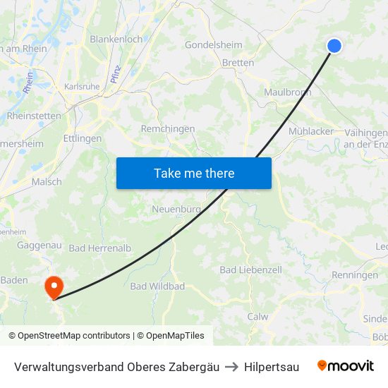 Verwaltungsverband Oberes Zabergäu to Hilpertsau map