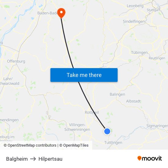 Balgheim to Hilpertsau map