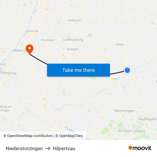 Niederstotzingen to Hilpertsau map