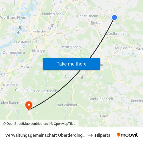 Verwaltungsgemeinschaft Oberderdingen to Hilpertsau map