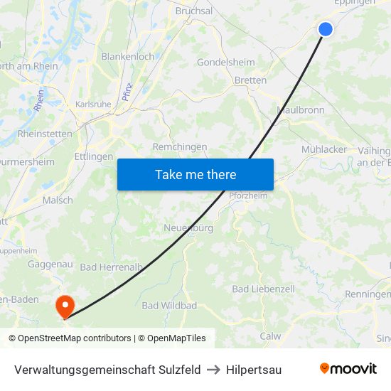 Verwaltungsgemeinschaft Sulzfeld to Hilpertsau map