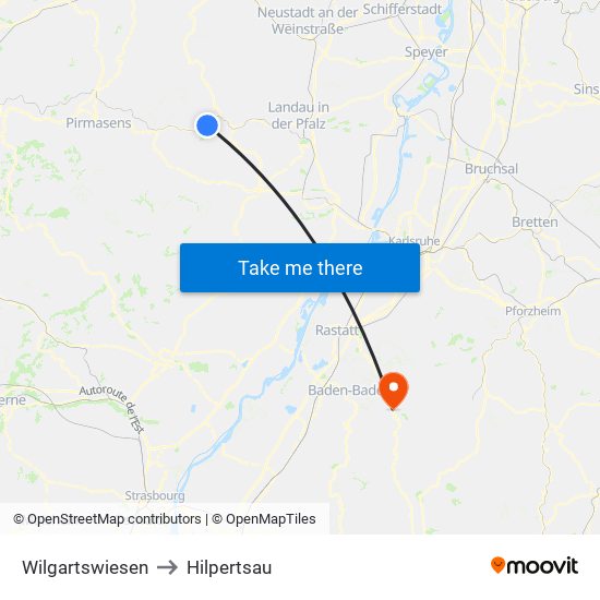 Wilgartswiesen to Hilpertsau map