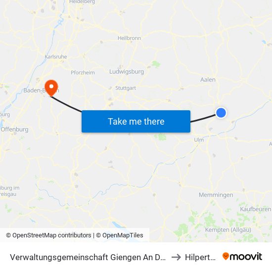 Verwaltungsgemeinschaft Giengen An Der Brenz to Hilpertsau map