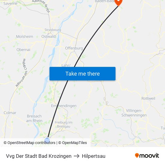 Vvg Der Stadt Bad Krozingen to Hilpertsau map