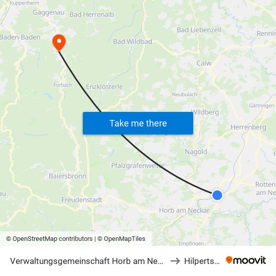 Verwaltungsgemeinschaft Horb am Neckar to Hilpertsau map