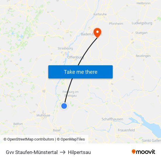 Gvv Staufen-Münstertal to Hilpertsau map
