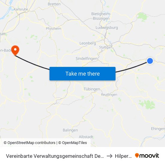 Vereinbarte Verwaltungsgemeinschaft Der Stadt Uhingen to Hilpertsau map