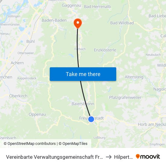 Vereinbarte Verwaltungsgemeinschaft Freudenstadt to Hilpertsau map