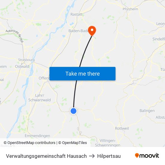 Verwaltungsgemeinschaft Hausach to Hilpertsau map