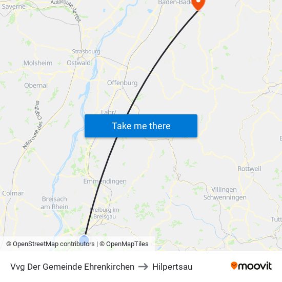 Vvg Der Gemeinde Ehrenkirchen to Hilpertsau map