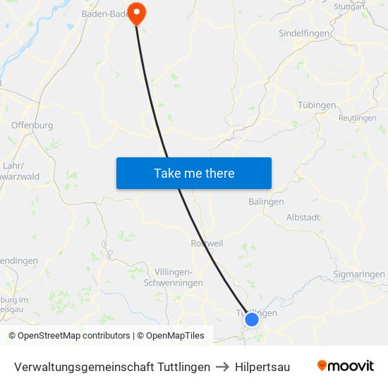 Verwaltungsgemeinschaft Tuttlingen to Hilpertsau map