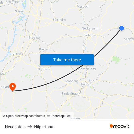 Neuenstein to Hilpertsau map