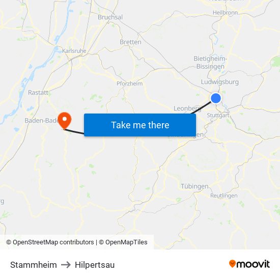 Stammheim to Hilpertsau map