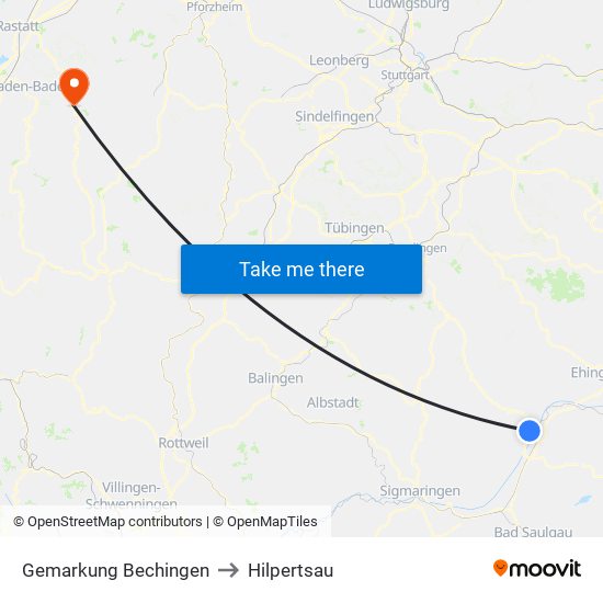 Gemarkung Bechingen to Hilpertsau map