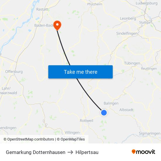 Gemarkung Dotternhausen to Hilpertsau map