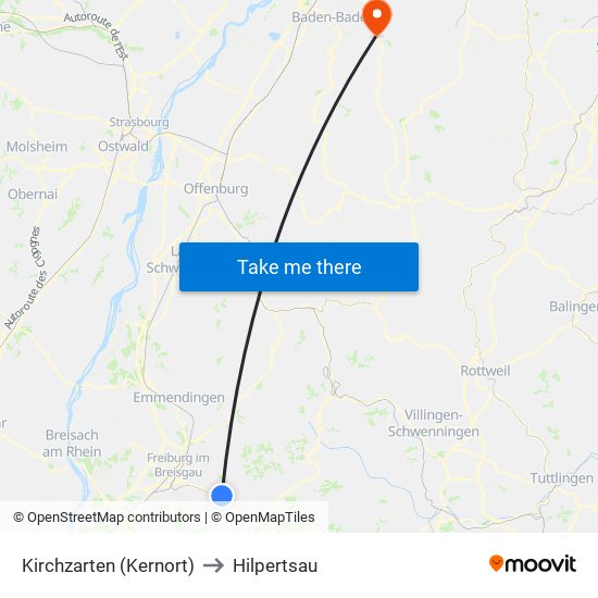 Kirchzarten (Kernort) to Hilpertsau map