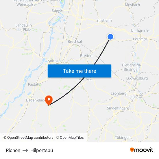 Richen to Hilpertsau map