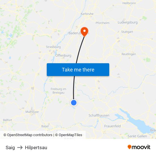 Saig to Hilpertsau map