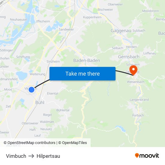 Vimbuch to Hilpertsau map