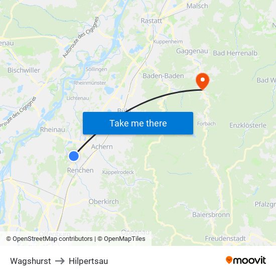 Wagshurst to Hilpertsau map