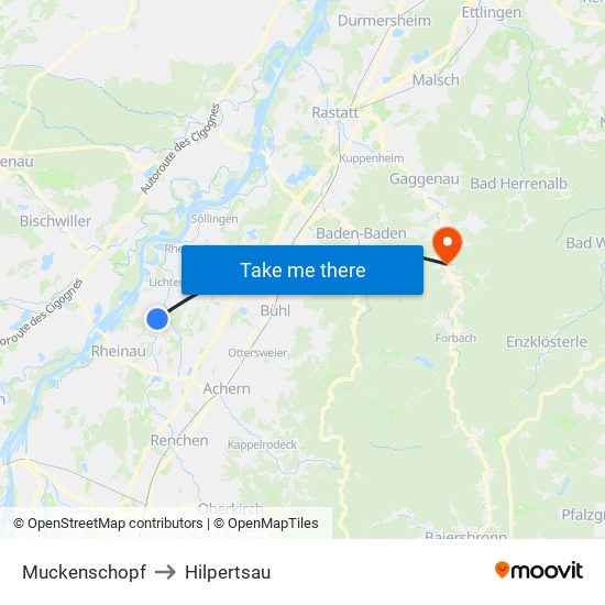 Muckenschopf to Hilpertsau map