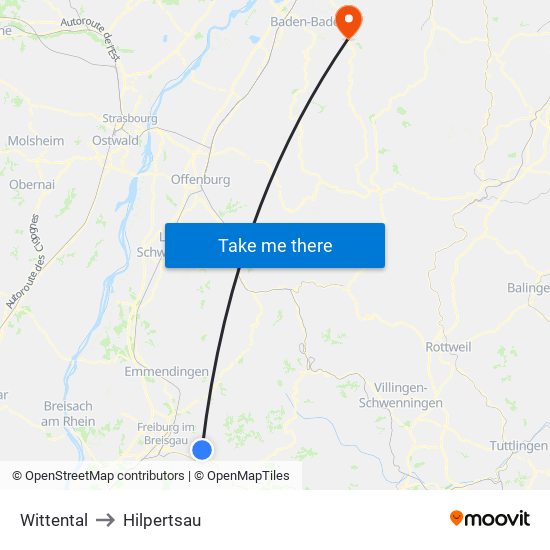 Wittental to Hilpertsau map