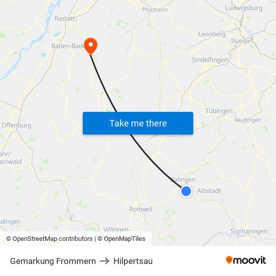 Gemarkung Frommern to Hilpertsau map