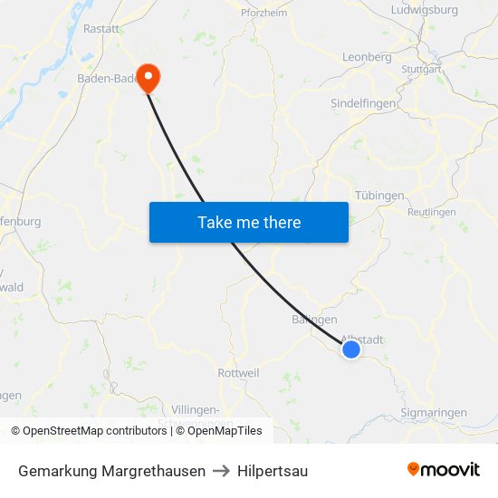 Gemarkung Margrethausen to Hilpertsau map