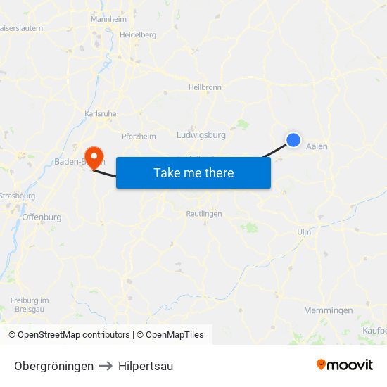 Obergröningen to Hilpertsau map
