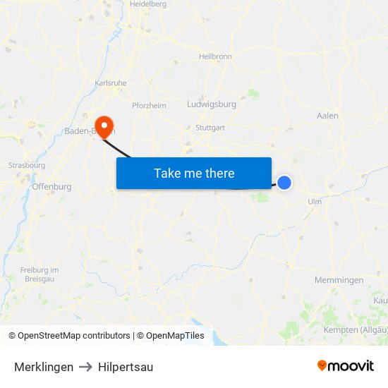 Merklingen to Hilpertsau map