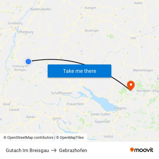 Gutach Im Breisgau to Gebrazhofen map