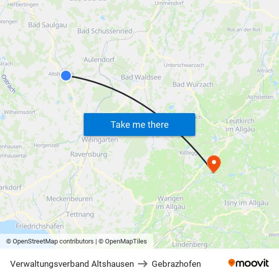 Verwaltungsverband Altshausen to Gebrazhofen map