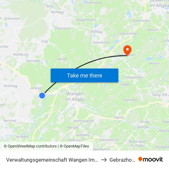 Verwaltungsgemeinschaft Wangen Im Allgäu to Gebrazhofen map